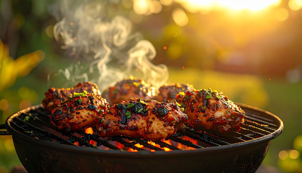 ジャークチキン(Jerk Chicken)は、カリブ海の国ジャマイカ発祥のスパイシーな焼き鳥料理です。