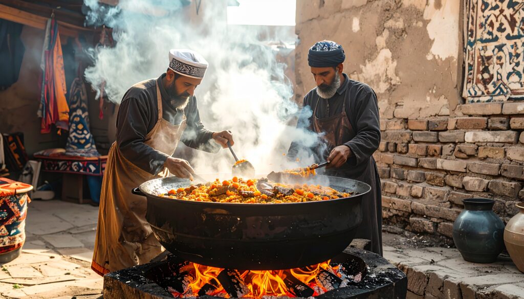 ウズベキスタンでは、プロフは伝統的に男性が作る料理です。