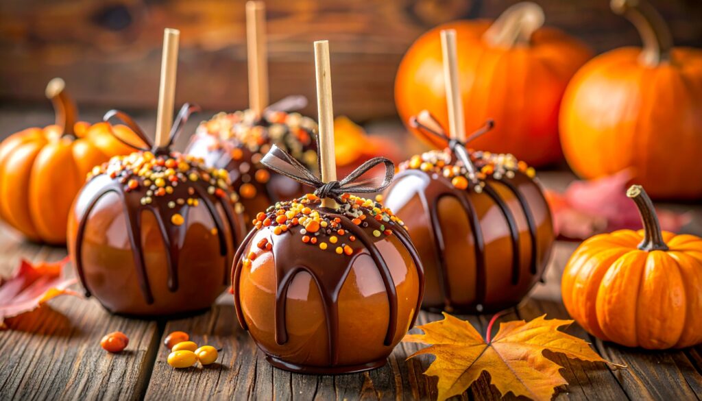 ハロウィン風:オレンジ&ブラックのスプリンクル、コウモリ形チョコ、パンプキンシュガー