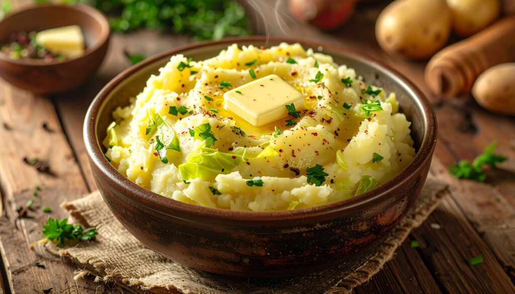 コルカノン(Colcannon)は、マッシュポテトに刻んだキャベツやケールを混ぜたアイルランドの家庭料理です。