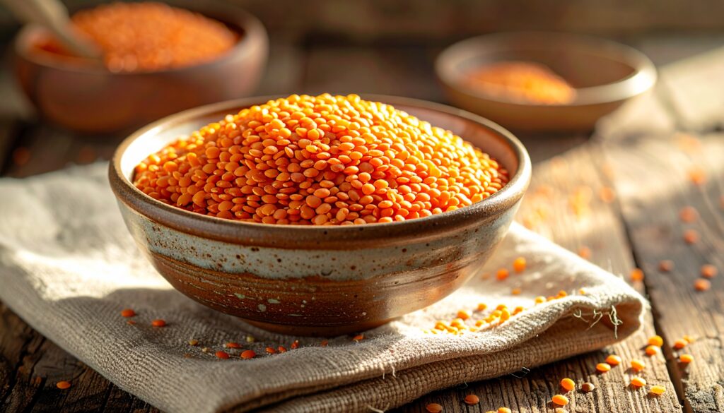 赤レンズ豆はレンズ豆の一種で、オレンジ〜赤色をしています。