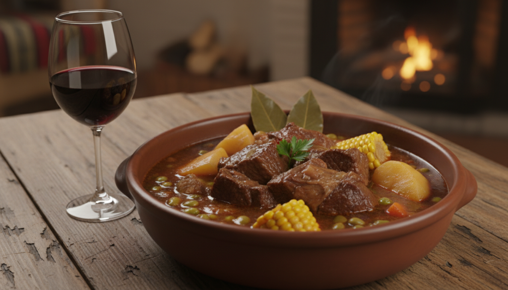 ピカーナを煮込む際、具材とともにワインやビールも一緒に煮込まれます。