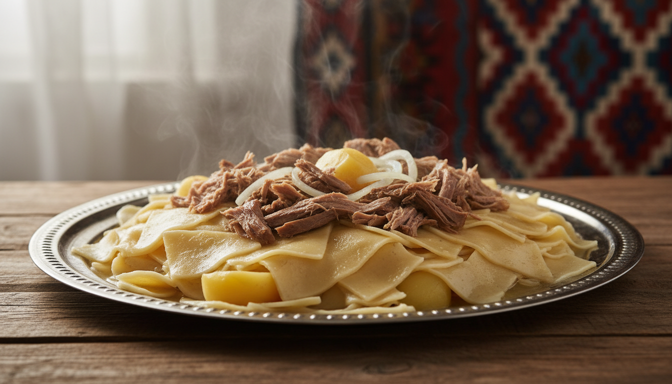 カザフスタンやキルギスを代表する麺料理のカザフスタン