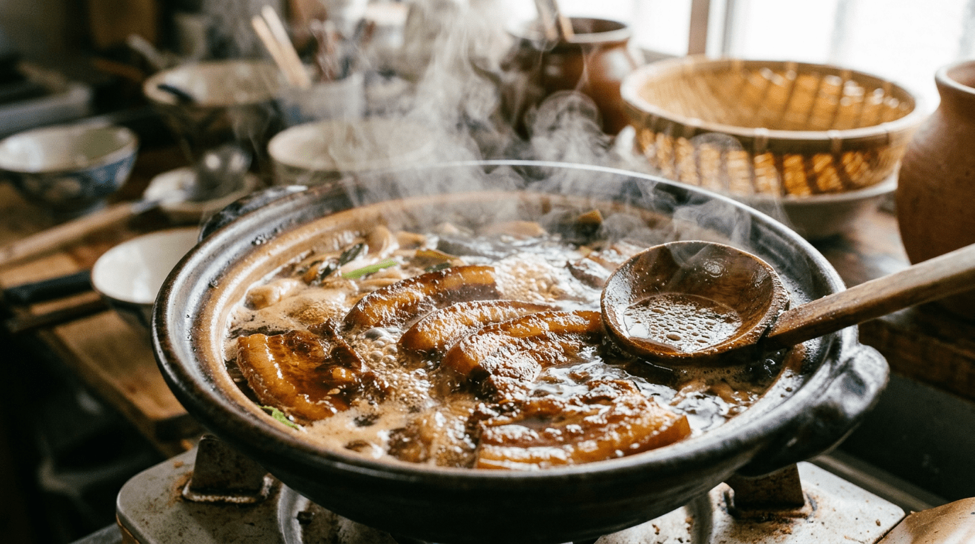 豚肉を茹でる工程の画像